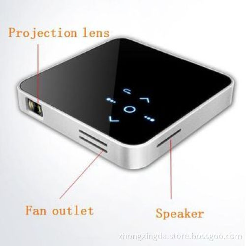 HDMI pocket DLP projector for home entertainment, with USB, touch control, 3.5mm earphones